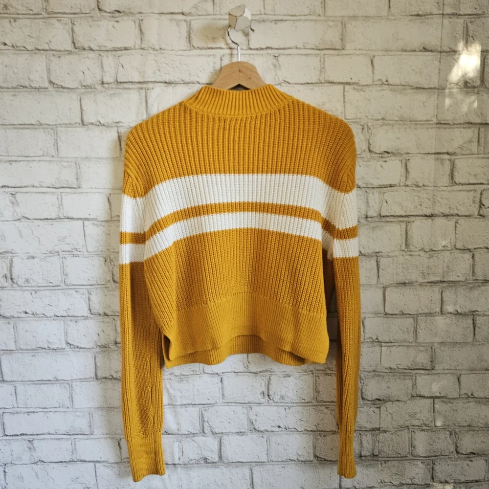 ☆ LOTTIE MOSS Yellow Striped Pullover Sweater, S ☆
